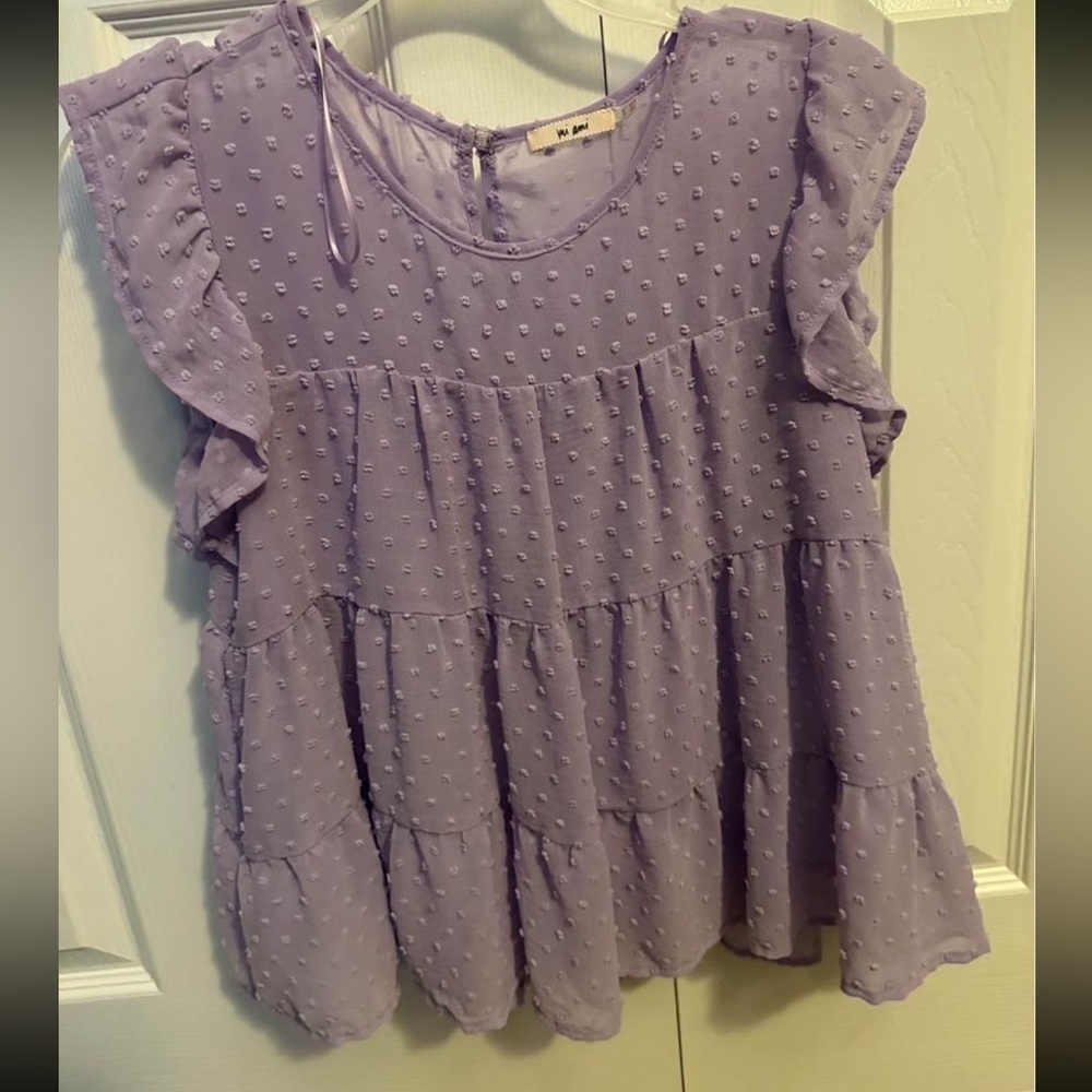 Francesca’s Purple Short Sleeve Blouse Size S